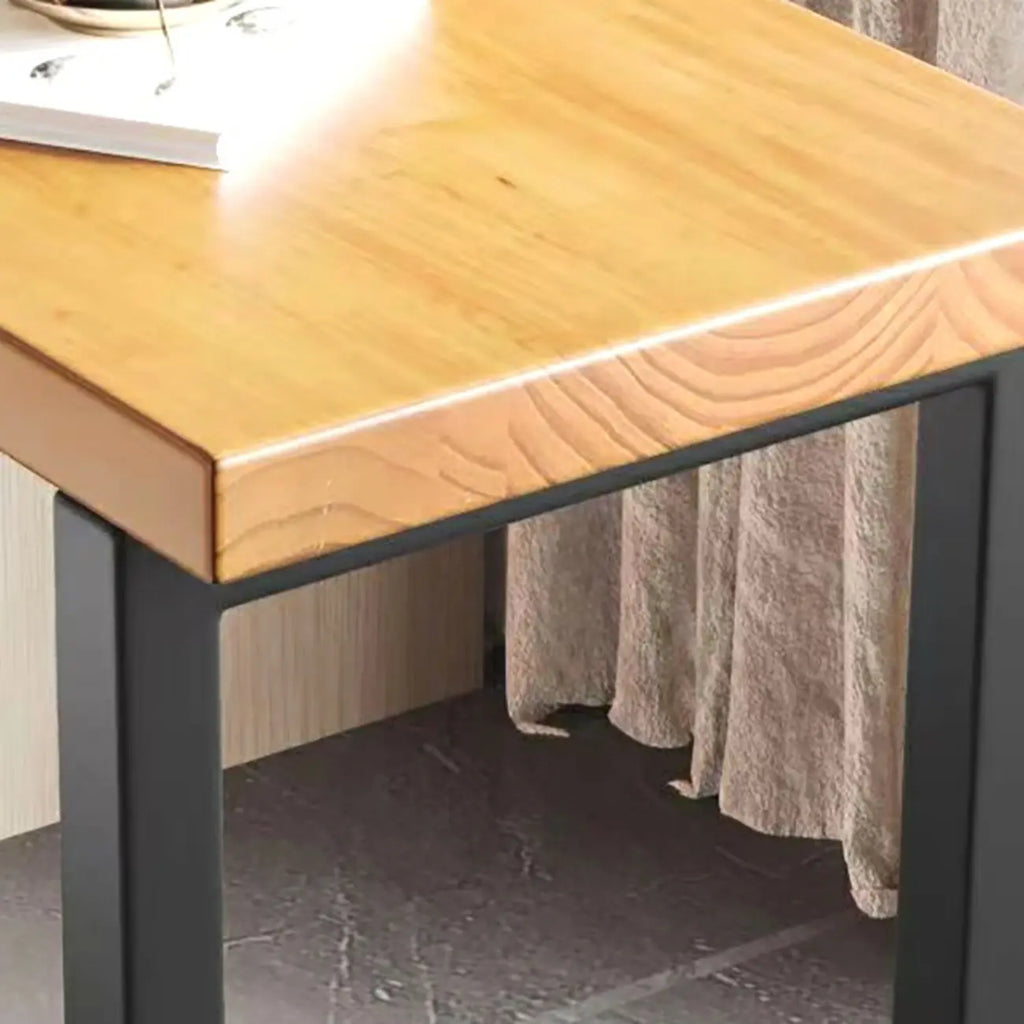 Modern Wooden Rectangular Bar Table with Storage Rack for Living Room