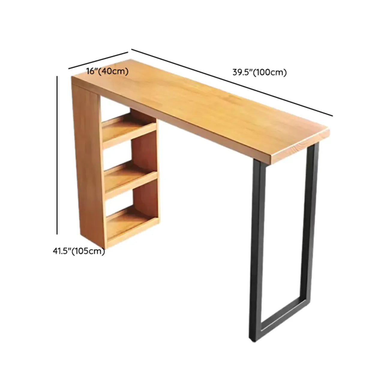 Modern Wooden Rectangular Bar Table with Storage Rack for Living Room