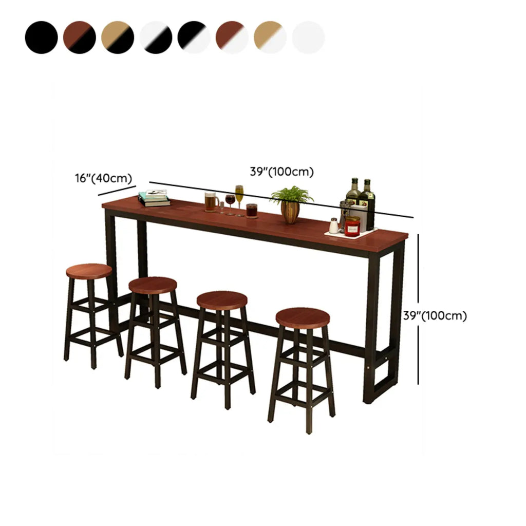 Elegant White Narrow Bar Table with Metal Footrest for Modern Home Decor