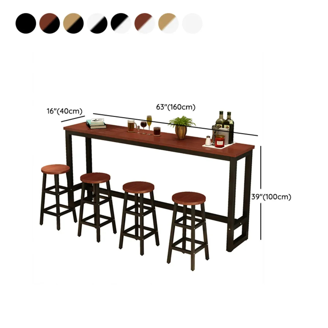 Elegant White Narrow Bar Table with Metal Footrest for Modern Home Decor