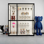 Black Metal Frame Clear Glass Shelf Curio Cabinet