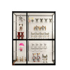 Black Metal Frame Clear Glass Shelf Curio Cabinet