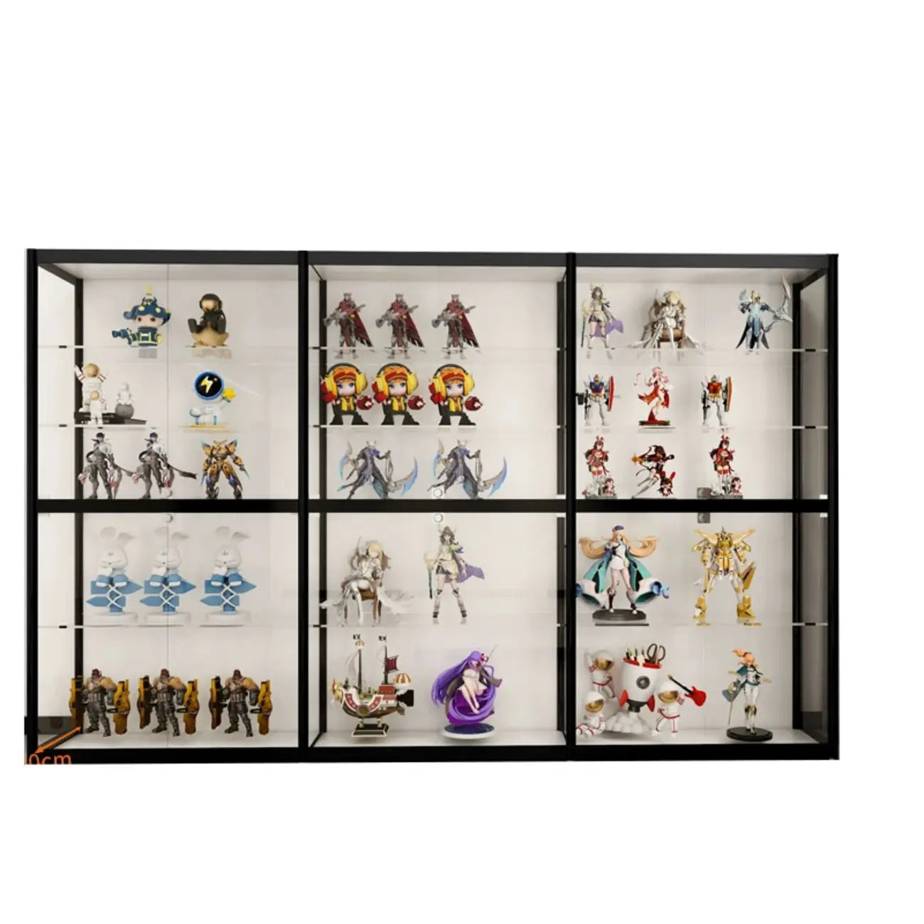 Black Metal Frame Clear Glass Shelf Curio Cabinet
