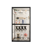 Black Metal Frame Clear Glass Shelf Curio Cabinet