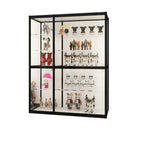 Black Metal Frame Clear Glass Shelf Curio Cabinet
