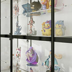 Black Metal Frame Clear Glass Shelf Curio Cabinet