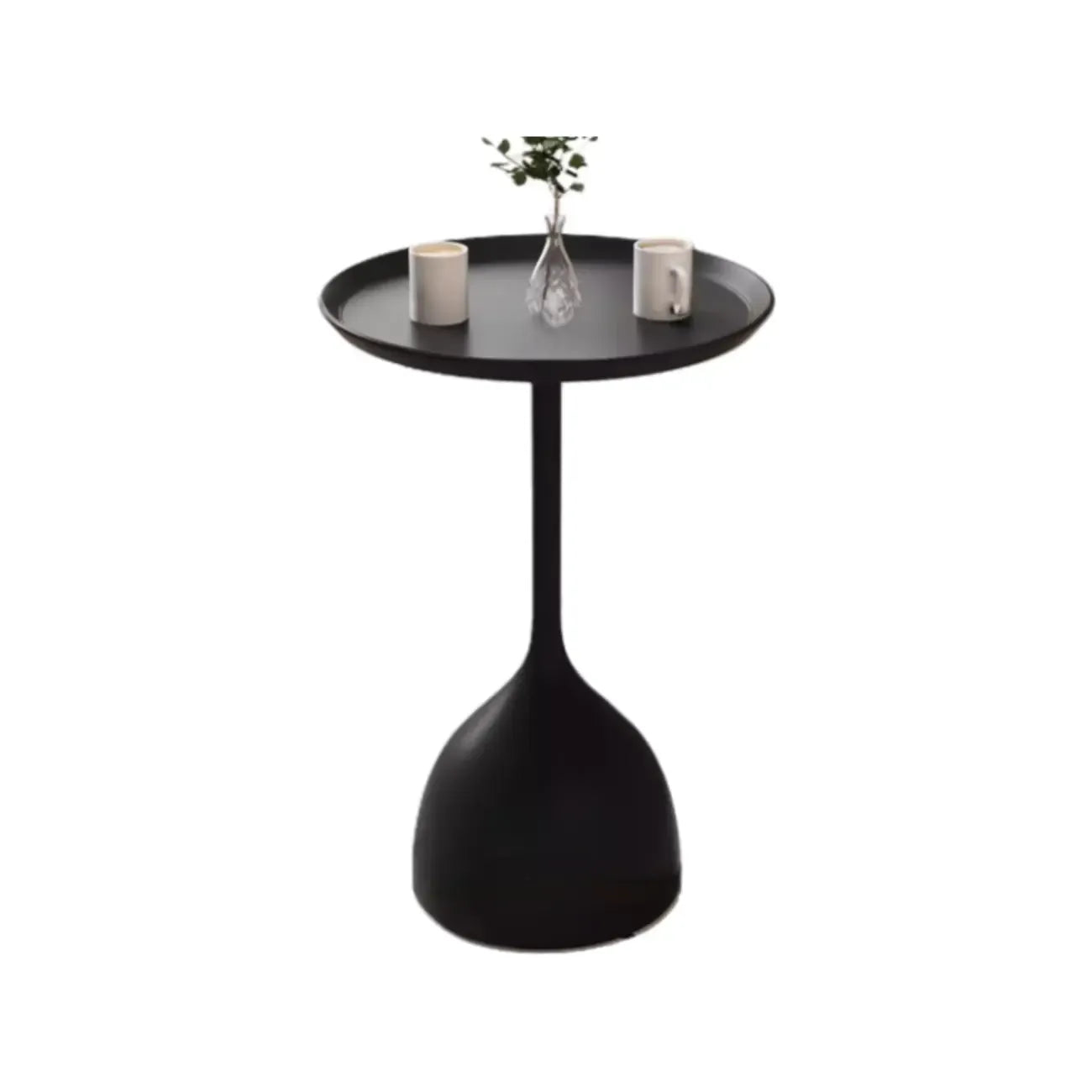 Metal Tray Top Black Side Table with Storage for Living Room