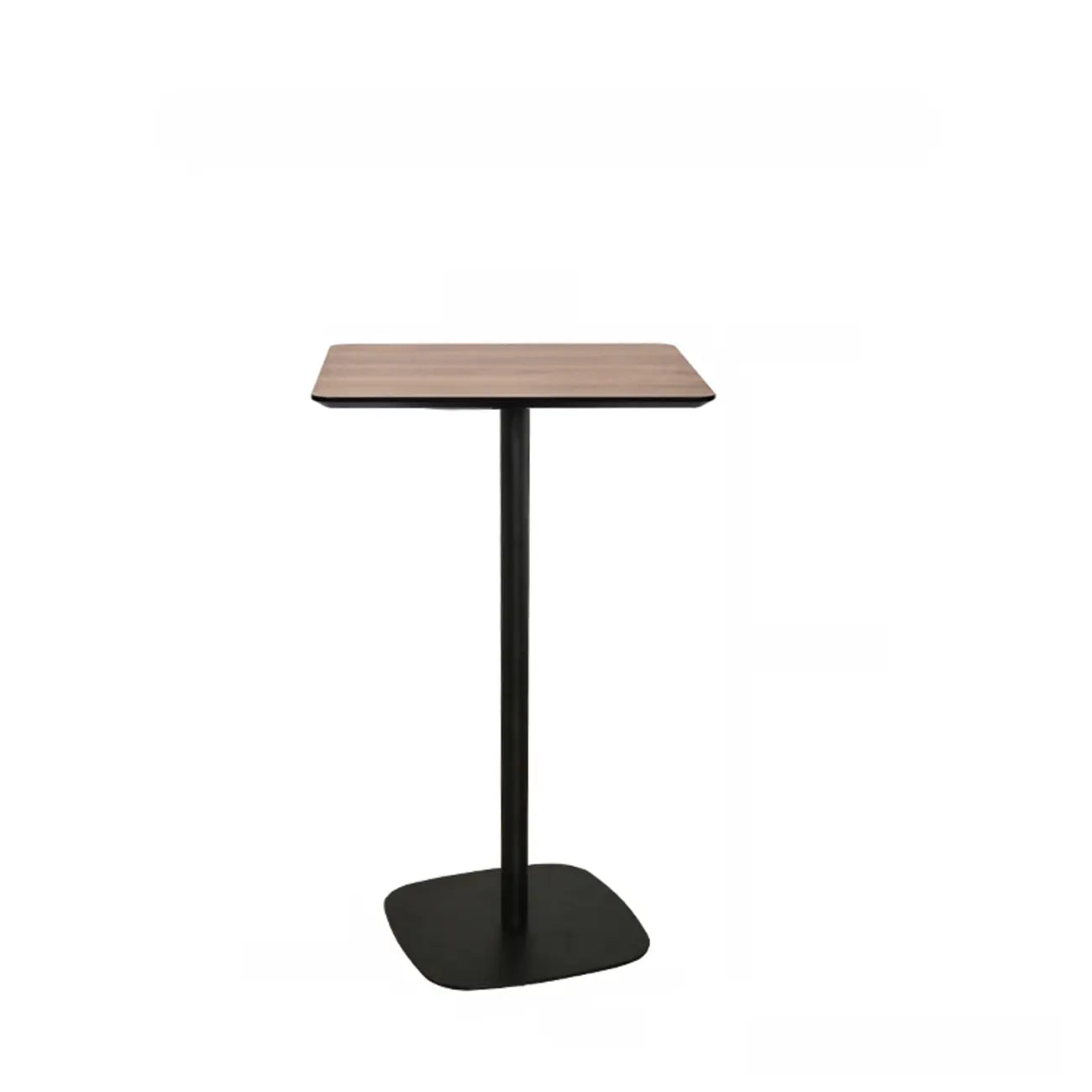Elegant Wooden Pub Bar Table with Black Metal Base for Cafe