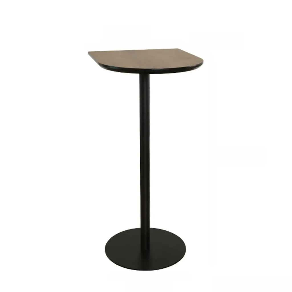 Elegant Wooden Pub Bar Table with Black Metal Base for Cafe