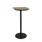 Elegant Wooden Pub Bar Table with Black Metal Base for Cafe