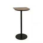 Elegant Wooden Pub Bar Table with Black Metal Base for Cafe