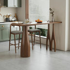 Brown Rectangle Natural Wooden Bar Table for Dining Room