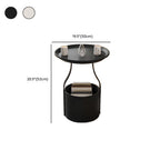 Metal Tray Top Black Side Table with Storage for Living Room
