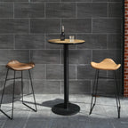 Elegant Wooden Pub Bar Table with Black Metal Base for Cafe