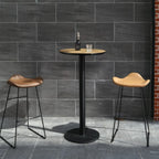 Elegant Wooden Pub Bar Table with Black Metal Base for Cafe