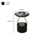 Metal Tray Top Black Side Table with Storage for Living Room