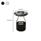 Metal Tray Top Black Side Table with Storage for Living Room