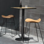 Elegant Wooden Pub Bar Table with Black Metal Base for Cafe