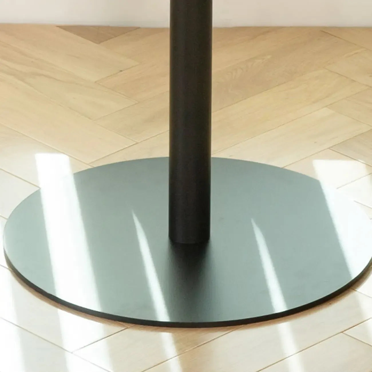 Elegant Wooden Pub Bar Table with Black Metal Base for Cafe