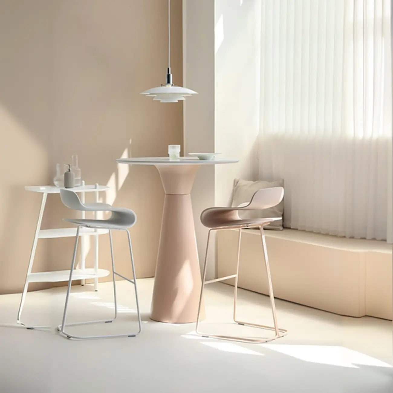 Nordic Small Round Bar Table with Stump Base