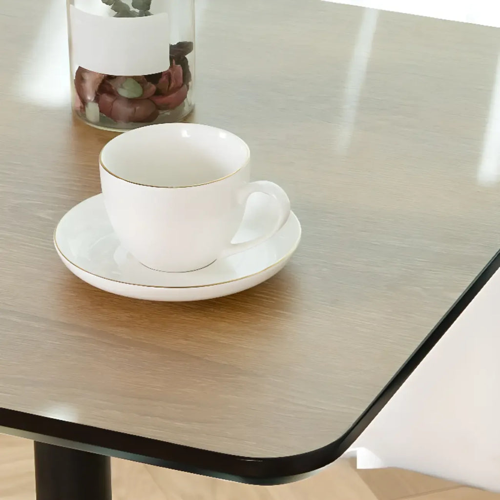 Elegant Wooden Pub Bar Table with Black Metal Base for Cafe