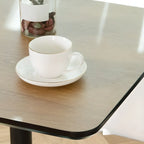 Elegant Wooden Pub Bar Table with Black Metal Base for Cafe