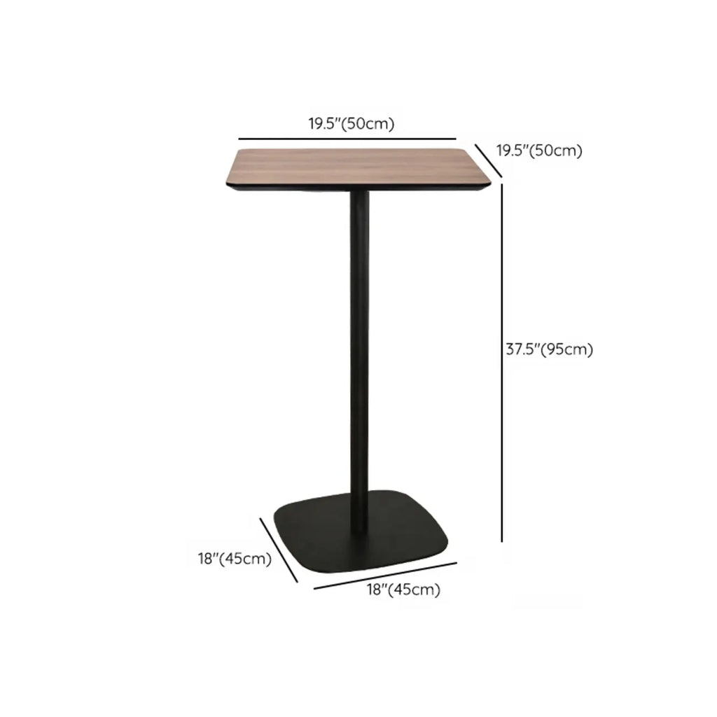 Elegant Wooden Pub Bar Table with Black Metal Base for Cafe