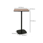 Elegant Wooden Pub Bar Table with Black Metal Base for Cafe