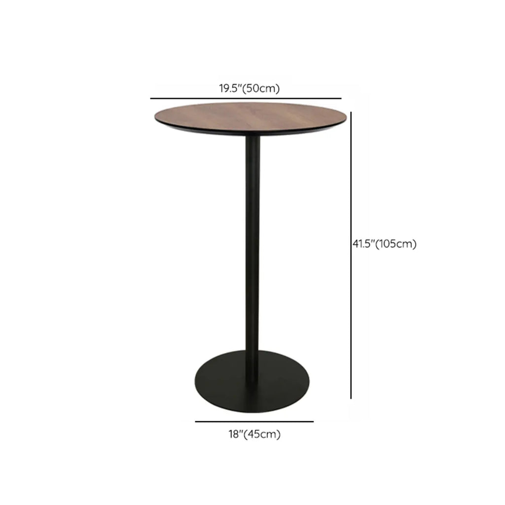 Elegant Wooden Pub Bar Table with Black Metal Base for Cafe