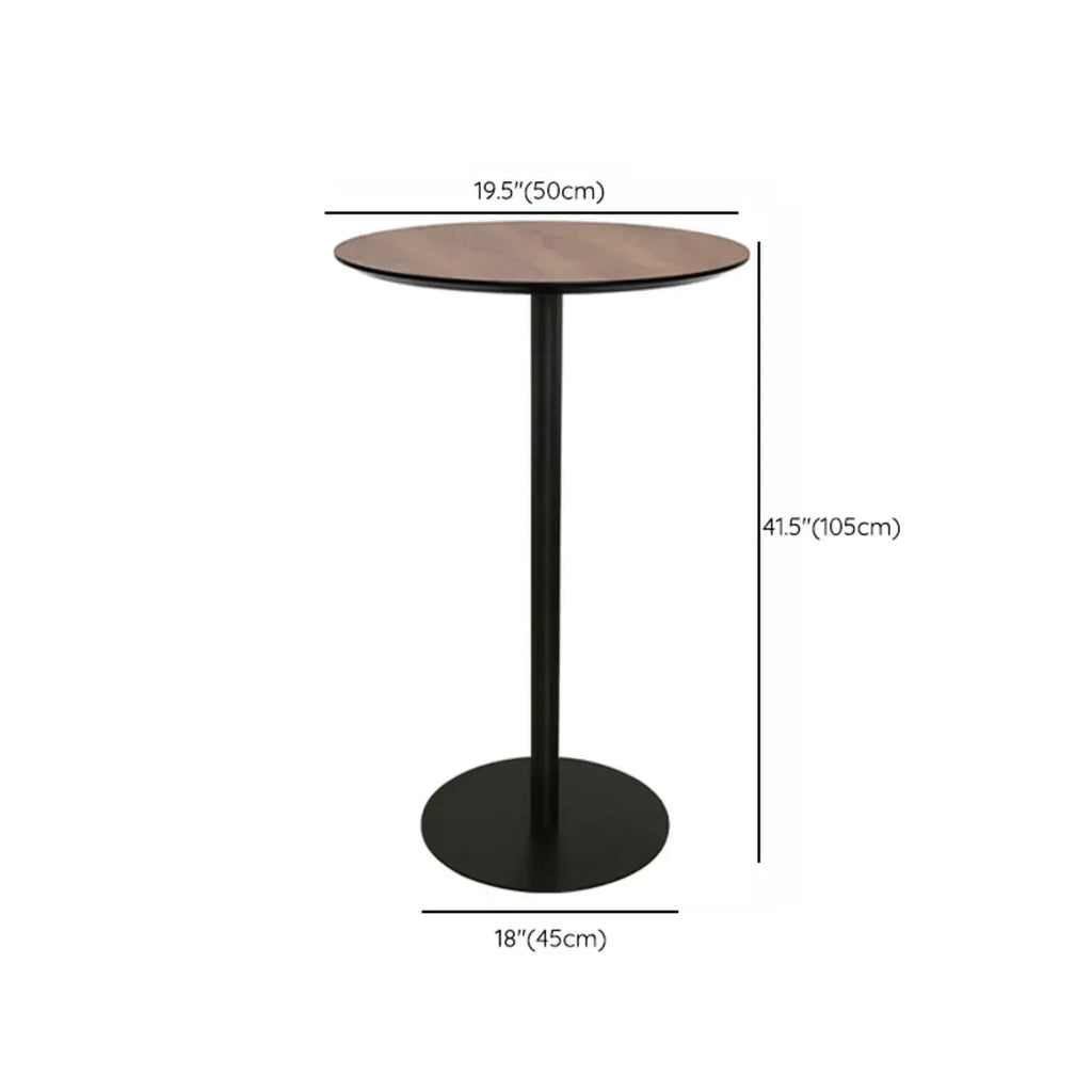 Elegant Wooden Pub Bar Table with Black Metal Base for Cafe