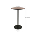 Elegant Wooden Pub Bar Table with Black Metal Base for Cafe
