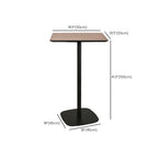 Elegant Wooden Pub Bar Table with Black Metal Base for Cafe