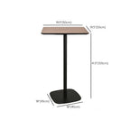 Elegant Wooden Pub Bar Table with Black Metal Base for Cafe