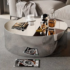 Reflective Modern Silver Metal Coffee Table