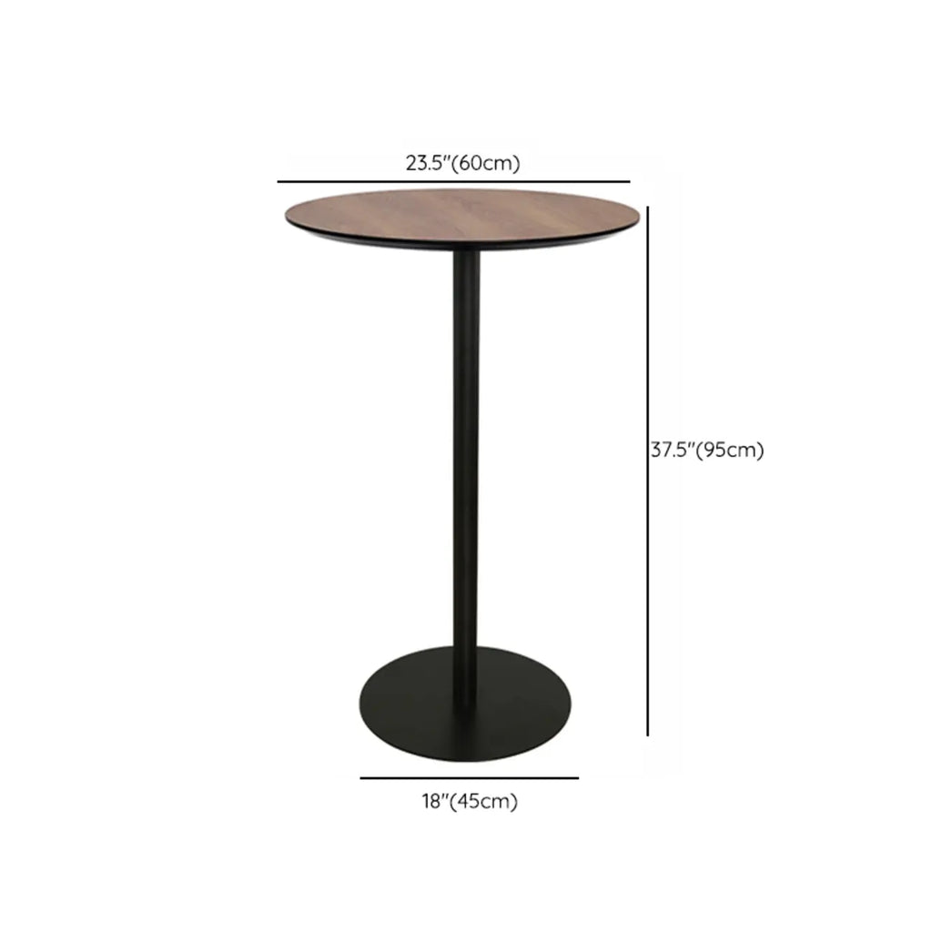 Elegant Wooden Pub Bar Table with Black Metal Base for Cafe