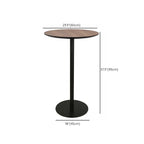 Elegant Wooden Pub Bar Table with Black Metal Base for Cafe