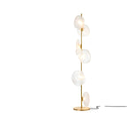 Art Deco 6-Light Clear Glass Geometric Floor Lamp in Black/Gold