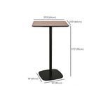 Elegant Wooden Pub Bar Table with Black Metal Base for Cafe
