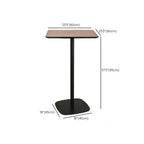 Elegant Wooden Pub Bar Table with Black Metal Base for Cafe