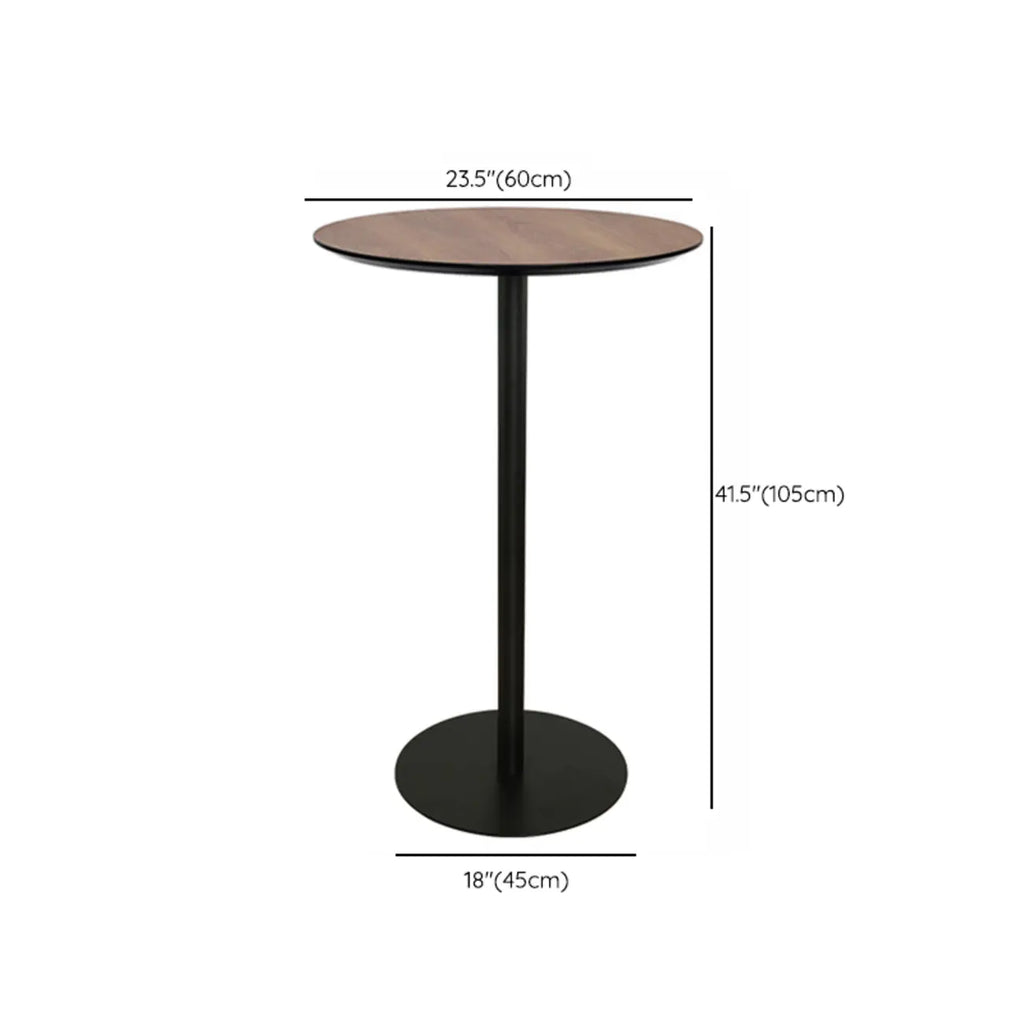 Elegant Wooden Pub Bar Table with Black Metal Base for Cafe
