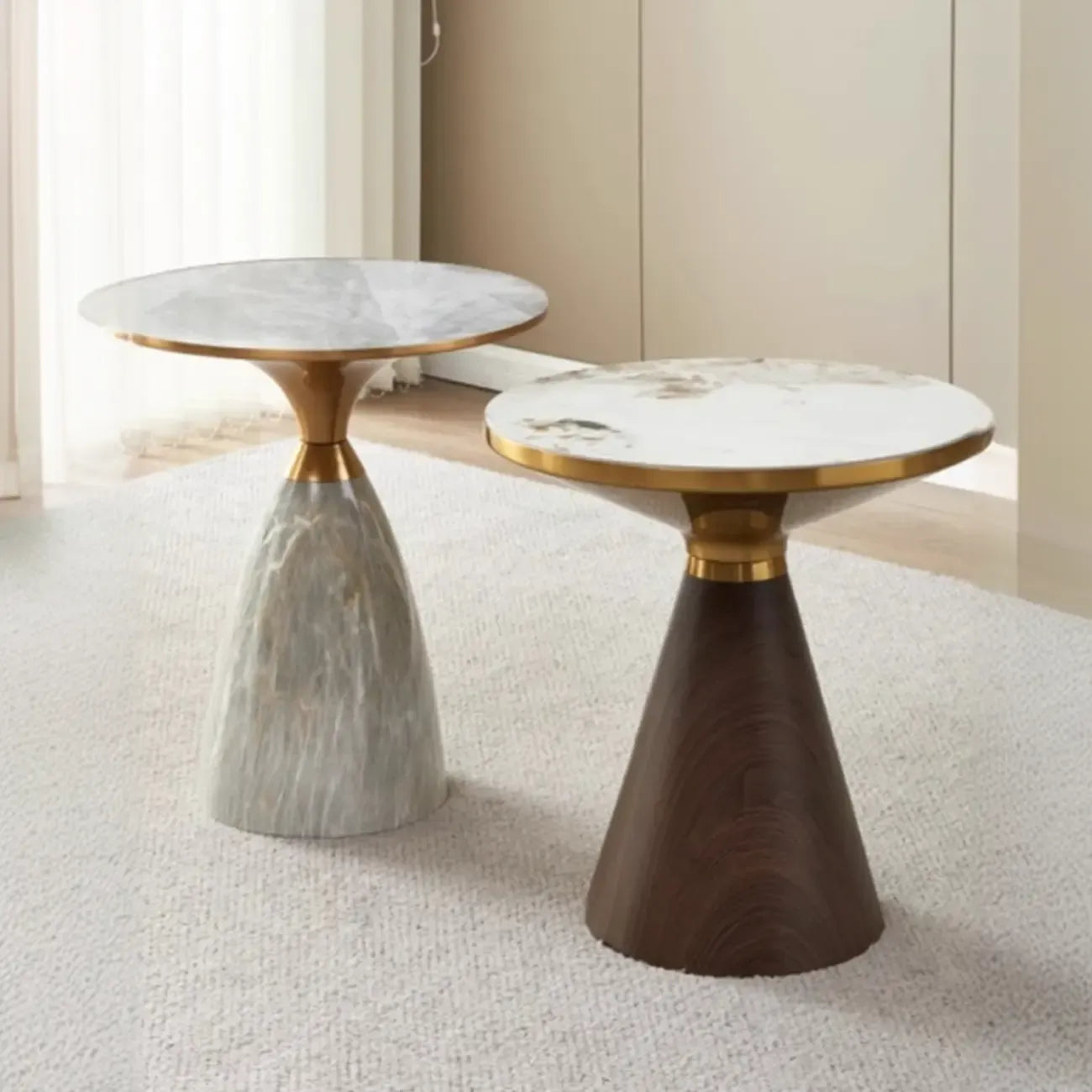 Glam Chairside Metal Round End Table for Living Room