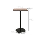 Elegant Wooden Pub Bar Table with Black Metal Base for Cafe