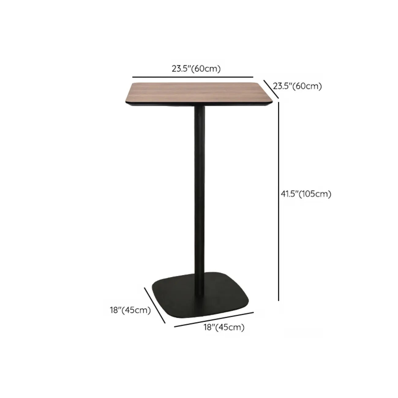 Elegant Wooden Pub Bar Table with Black Metal Base for Cafe