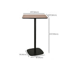 Elegant Wooden Pub Bar Table with Black Metal Base for Cafe