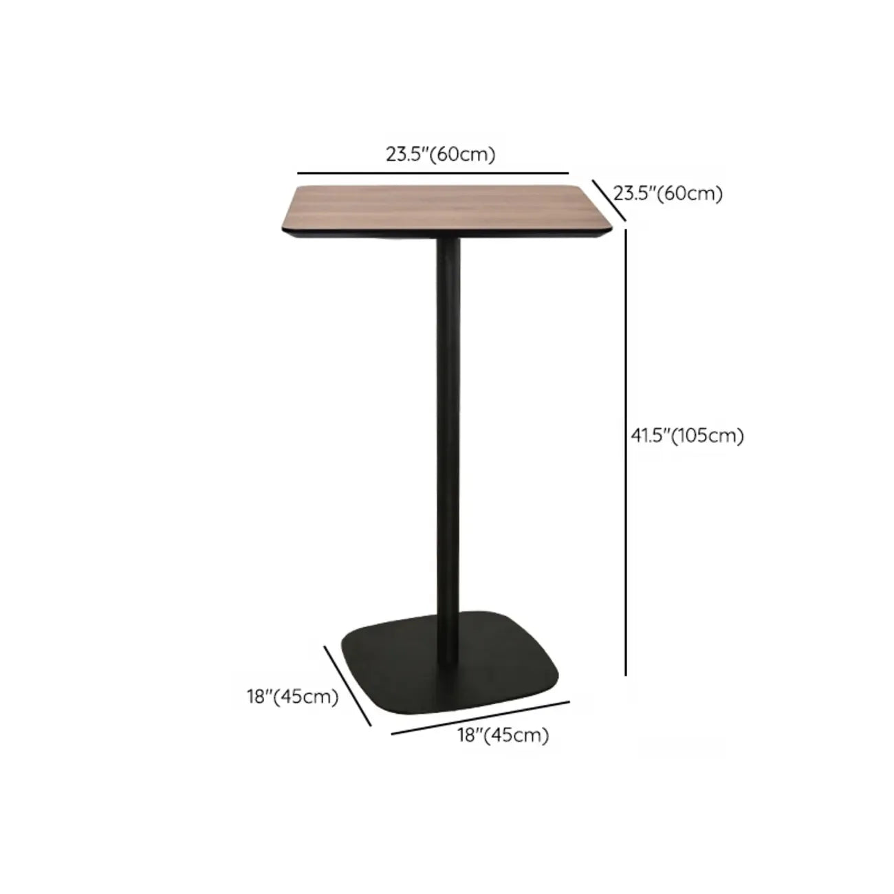 Elegant Wooden Pub Bar Table with Black Metal Base for Cafe