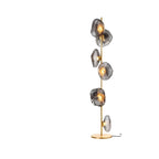 Art Deco 6-Light Clear Glass Geometric Floor Lamp in Black/Gold
