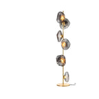 Art Deco 6-Light Clear Glass Geometric Floor Lamp in Black/Gold