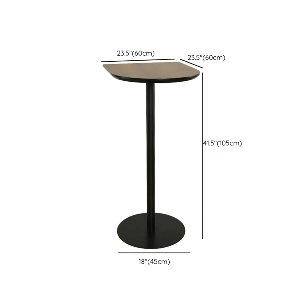 Elegant Wooden Pub Bar Table with Black Metal Base for Cafe