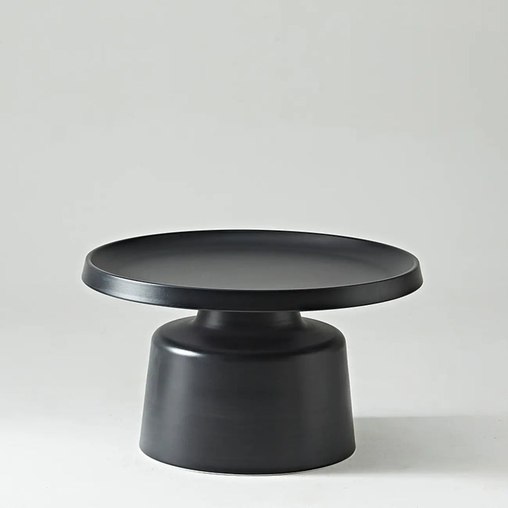 White Round Metal End Table with Tray Top for Living Room