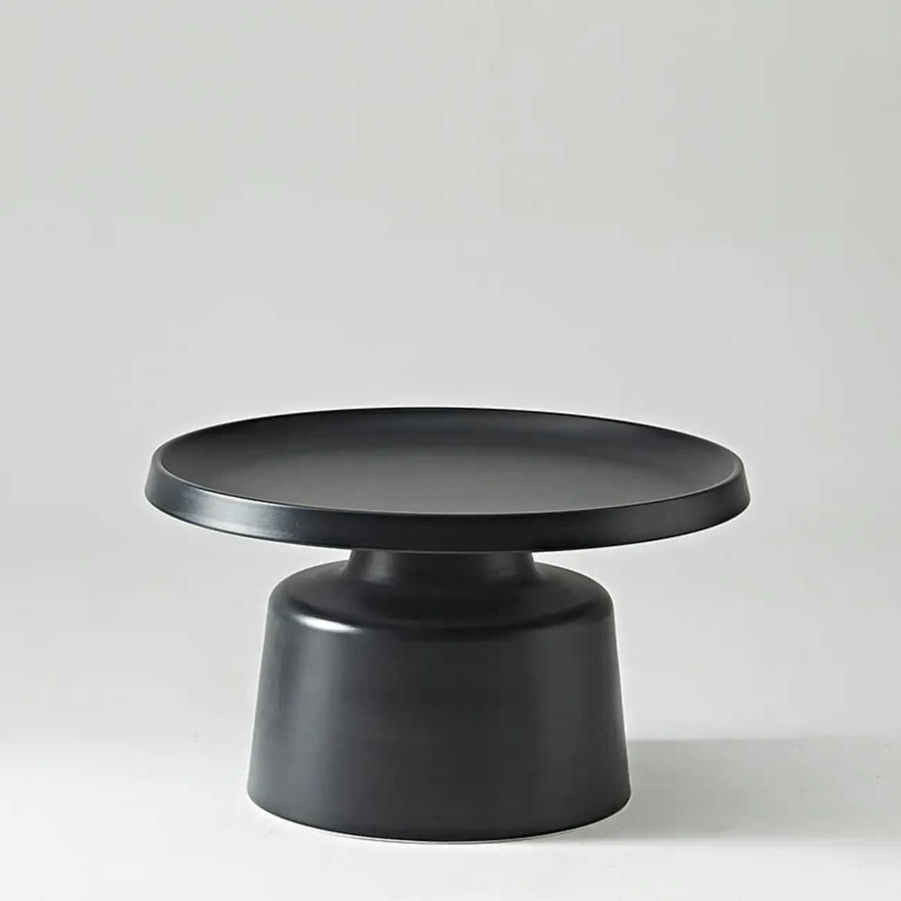 White Round Metal End Table with Tray Top for Living Room